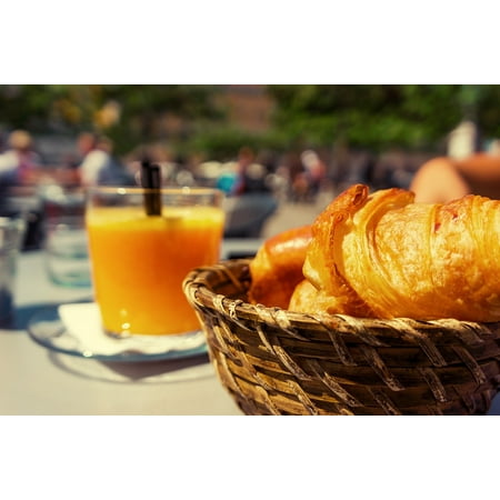 Canvas Print Breakfast Croissants Orange Juice Basket Glass Stretched Canvas 10 x (Best Breakfast Vape Juice)