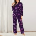 thumbnail image 2 of Fotbe Purple Snow Flakes Pattern Long Sleeve Pajama Set for Women,Sleepwear Set,2-piece Loungewear Set,Soft PJs Comfy Nightwear with Pockets -XX-Large, 2 of 7