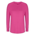 thumbnail image 3 of Sevevn Women'S Casual Solid Color Round Neck Long Sleeved Tops Hot Pink L Christmas Gift, 3 of 6