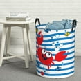 thumbnail image 5 of Goofa Red Funny Crab on Blue Stripe Printed Circular Hamper,Laundry Basket with Handles,Storage Baskets Foldable,Large Capacity Laundry Hamper-, 5 of 8