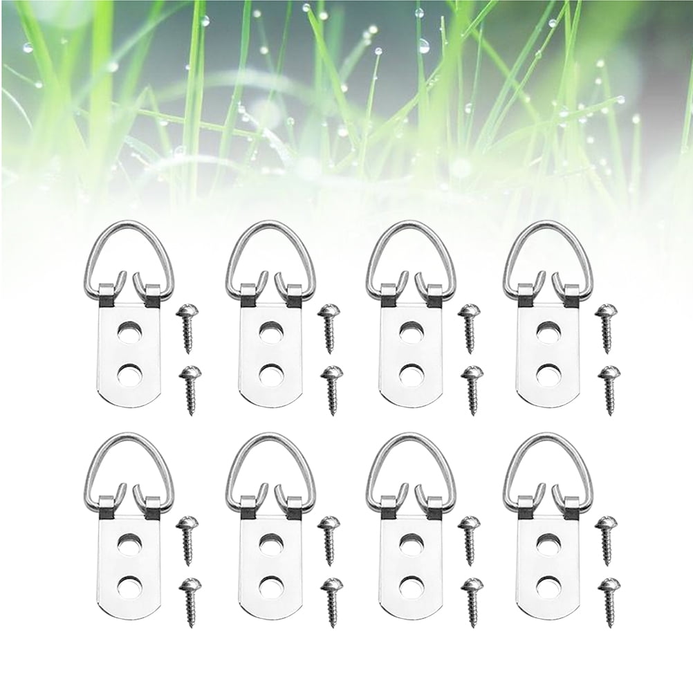 IDEANATEGRATE 50Pcs Picture Frame Wall Hooks Metal D Rings for Hobbyists 11.8x0.63x0.2in