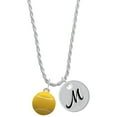 thumbnail image 1 of Delight Jewelry Silvertone Large Tennis Ball Silvertone Script Initial Disc - M - Charm Necklace, 20"+3", 1 of 4