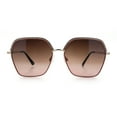 thumbnail image 4 of Womens Bling Rhinestone Brow Trim Rectangle Butterfly Metal Rim Sunglasses Gold Coral - Brown, 4 of 8
