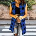 thumbnail image 3 of TGSLY Women's Plaid Long Vest Jacket Lightweight Collared Button Down Open Layering Gilet Dressy Casual Sleeveless Cardigan Coat XL, 3 of 7