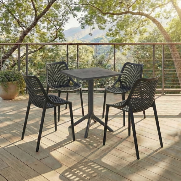 Safavieh Stella Outdoor Polyethylene Square Bistro Table, Black