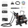 thumbnail image 1 of VEVOR Airbrush Kit Air Brush Kit 1/6 HP Air Compressor 3 Airbrushes 3 Tips 2 Fan, 1 of 9