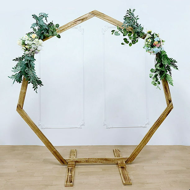 7 feet Natural Wood Backdrop Stand Wedding Arch Heptagon! 9.99 (REG 2.49) + Free Shipping at Walmart!