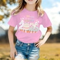 thumbnail image 2 of LRen Easter Shirts for Girls Rabbit Print Short Sleeve T Shirts Cute Happy Easter Vacation Tops Clothes for Children, 2 of 5