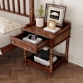 thumbnail image 4 of Retro Nightstand with Drawer and Open Shelf for Bedroom, Walnut, 4 of 5