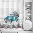 thumbnail image 2 of No Hook Shower Curtain, Summer Tropical Plants Shower Curtains for Bathroom with See Through Top Window, Farmhouse Truck Cactus Wooden Waterproof & Washable Bath Curtain Long 72"x78", 2 of 9