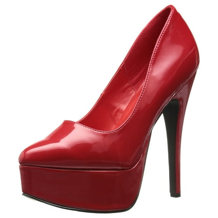 Women's Slip On 6.5 Inch Stiletto Heel Platform Pumps Shoes Red