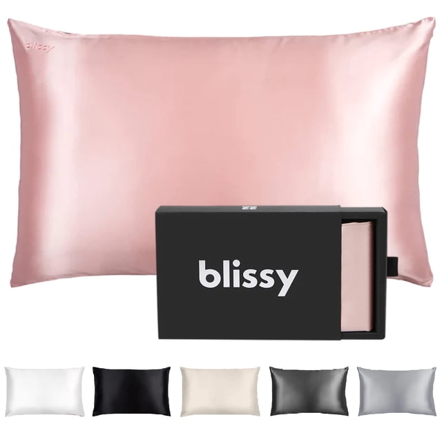 Funda de almohada de seda Blissy 100% pura, seda de morera, 22 Momme Pink