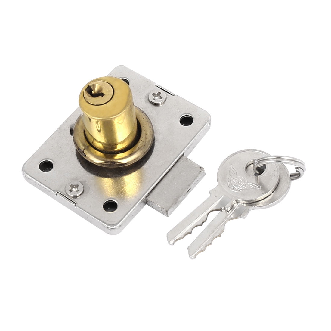 15mm Cylinder Dia Rectangle Base Screw Fixed Security Deadbolt Desk Drawer Lock