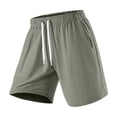 thumbnail image 6 of Shorts Para Hombre Men's Solid Color Elastic Waist Drawstring Zipper Pocket Casual Sports Shorts Army Green S, 6 of 9