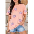 thumbnail image 2 of Women's Pink Sequin Shell Graphic Round Neck T-Shirt, 2 of 9