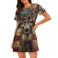 thumbnail image 1 of Vsdgher Motif Art Drapeau Américain Cerf Chemise de Nuit à Manches Courtes Col Rond Mignonne Robe de Nuit Confortable, 1 of 6