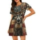thumbnail image 1 of Disketp American Flag Deer Art para Camisón Corto de Manga Corta para Mujeres, Camisón Cómodo con Escote Redondo, Bonito y Confortable, 1 of 6
