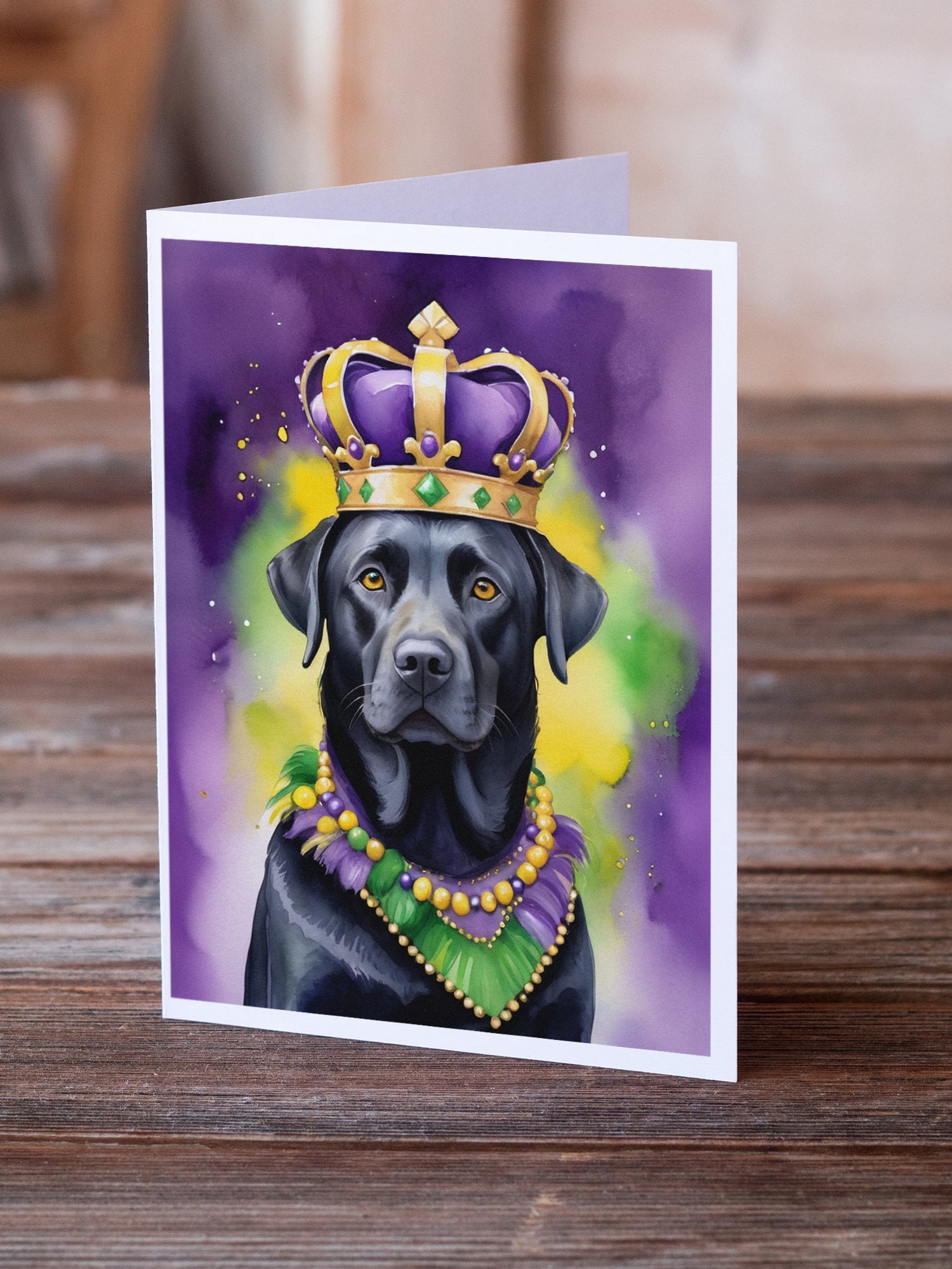 Labrador Retriever King of Mardi Gras Greeting Cards Pack of 8 7 in x 5 in