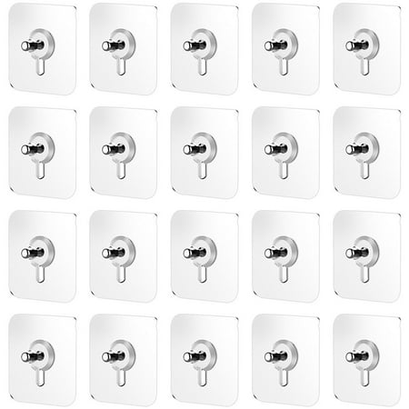 

20Pcs Furniture Clear Hanger Pads with Screws Non-Trace Hooks Kitchen Stickers