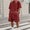thumbnail image 2 of IWRICH Summer Outfits for Men 2 Piece Solid Color Short Sleeve Shirts and Shorts Sets S, 2 of 4