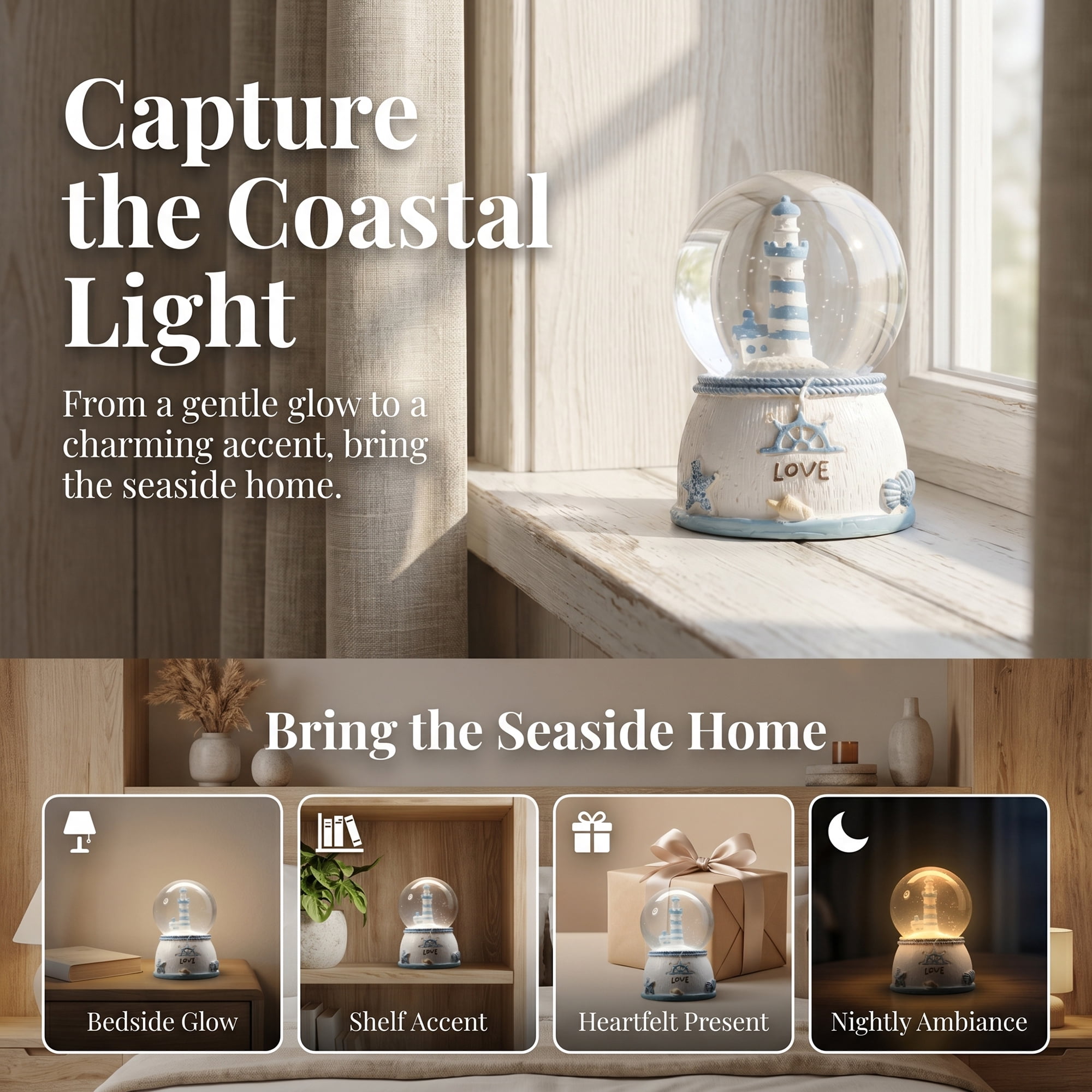 Unique Bargains LED Crystal Ball Mini Resin Figurine Snow Globe White 1.8" x 1.8" x 2.7"