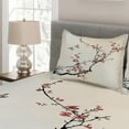 thumbnail image 2 of Ambesonne Floral Quilted Coverlet 3 Pcs, Style Art Birds, Queen Size, Pale Maroon Black, 2 of 3
