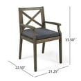 thumbnail image 3 of Christopher Knight Home Peter  Outdoor Acacia Wood Dining Chair Set of 2, Grey/Grey Cushion, 3 of 8