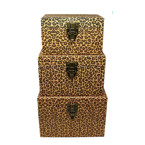 Leopard Print Chest Paperboard Boxes (Set of 3), Leopard Print Party Gifts, Leopard Print Party Favors, Leopard Print Room Decorations, Birthday Parties, Christmas Gifts, Kids Christmas Gifts, Leopard
