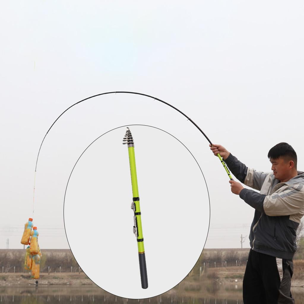 Carbon Fiber Telescopic Fishing Rod Pole Travel Rod 2.7m,Green