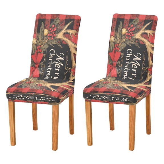 BZSMCE Chairs Slipcovers Dining Chair Covers Christmas Painting Of Elegant Plaid Painting Creative Pattern