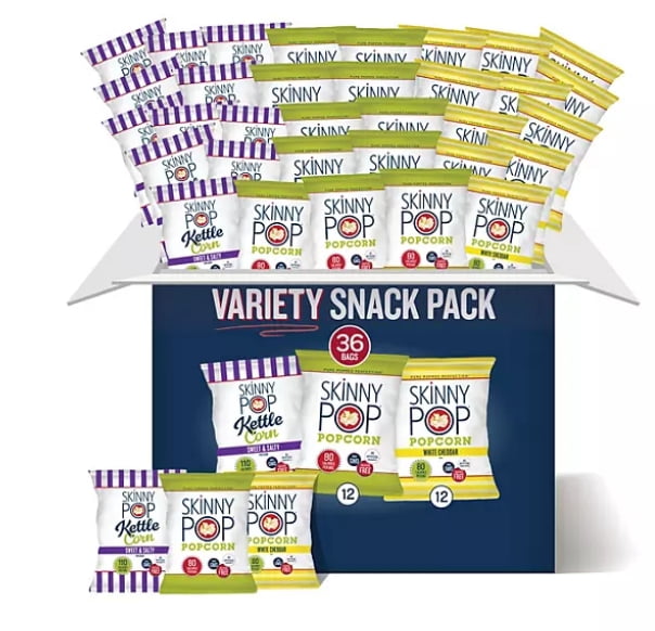 SkinnyPop  Popcorn, individual Bags, Variety Snack Pack Popcorn, 0.5 oz., 36 pk.