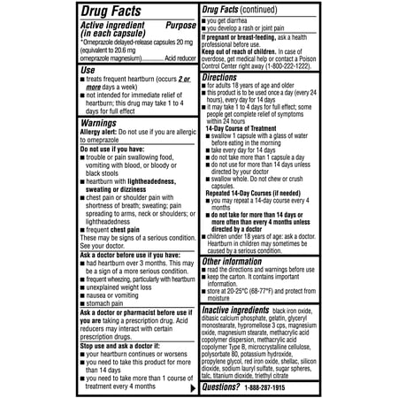 Equate Acid Reducer Omeprazole Capsules, 20 mg, 42 Count ...