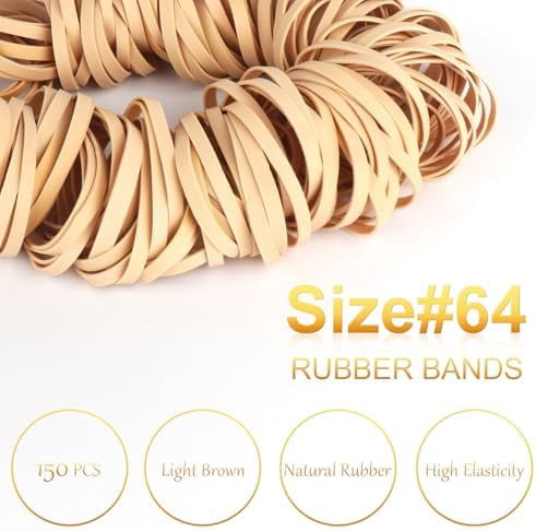 150Pcs Rubber Bands Size #64 Rubberbands Elastics Rubber Bands Office Home Supplies Thin #64 Rubber Band for Office Home Supply File Folder