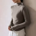 thumbnail image 5 of Aboser Mock Neck Shirts for Women Long Sleeve Petite Tops Soft Solid Color Basic Tees Slim Fit Versatile Layering Shirt Casual Comfy Undershirts, 5 of 6