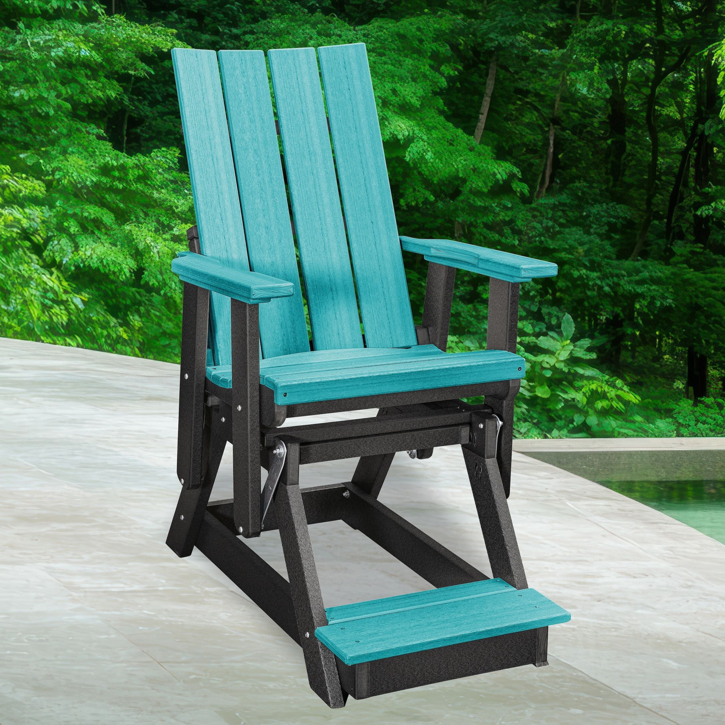 American Furniture Classics Model 416ARB Brandon Balcony Glider in Aruba Blue on a Black Base