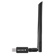 OUSITAID 1200Mbps Techkey USB 3.0 WiFi 802.11 ac Wireless Network Adapter with Dual Band 2.42GHz/300Mbps 5.8GHz/866Mbps 5dBi High Gain Antenna for Desktop Windows XP/Vista / 7-10 Mac(Black)