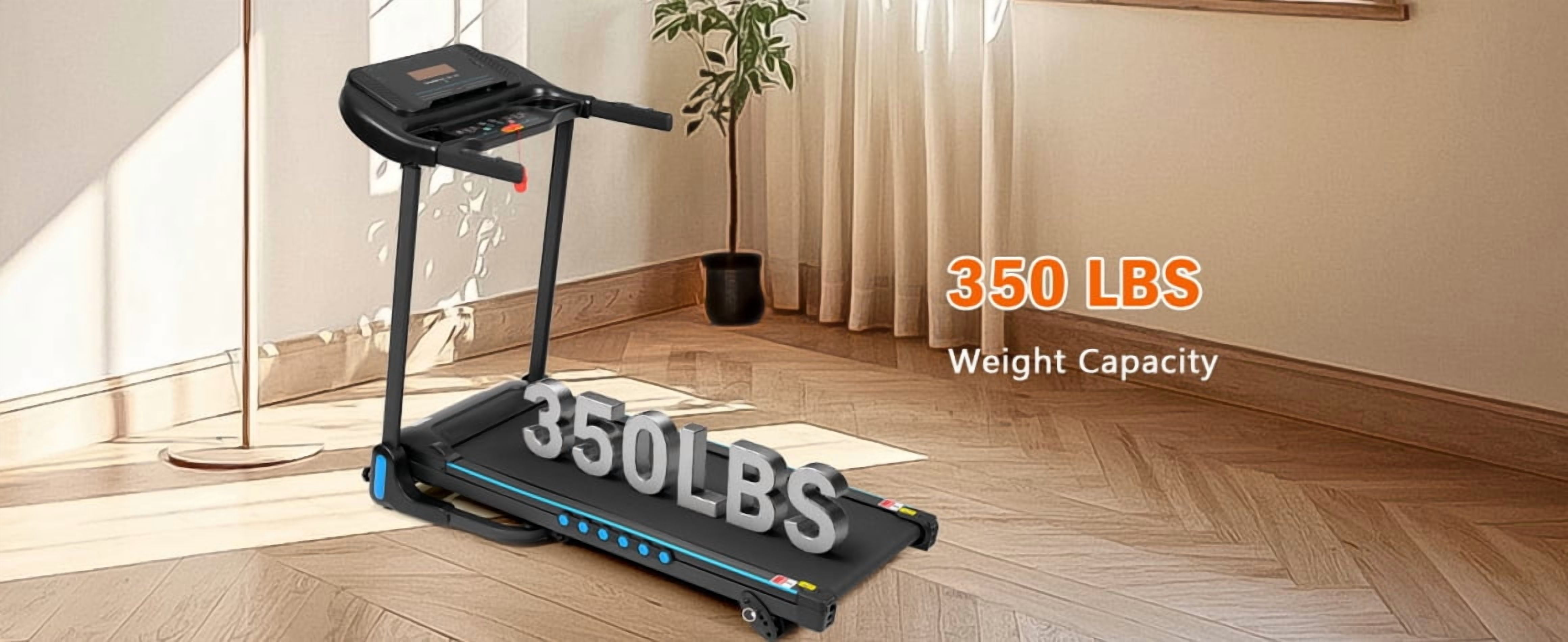 Quiet Home Incline Treadmill 3.0HP Motor 350LB Capacity 10MPH Speed 4 Adjustable Inclines Hydraulic Fold Type-C/USB Ports Bluetooth Speaker for Space-Saving Workouts