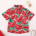 thumbnail image 5 of YMNXA Kids Boys Shirts Short Sleeve Lapel Watermelon Print Buttons Stylish Comfortable Breathable Blouse Top For Casual Daily Wear,Red,4-5 Years, 5 of 5