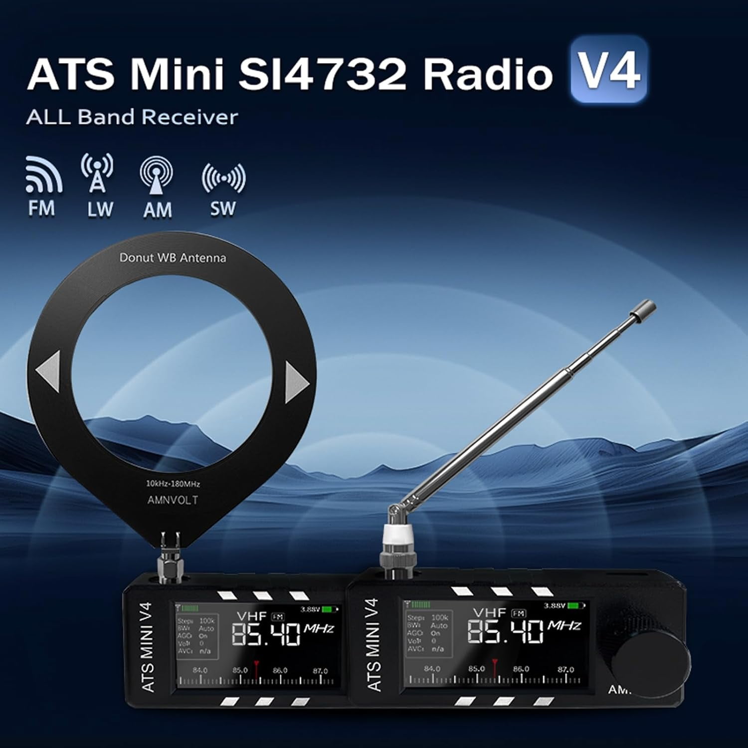 Si4732 DSP Pocket Radio - AM/FM/LSB/USB All Band Portable Receiver with IPS Screen, 800mAh Battery, for SW MW HF Outdoor, Travel & Emergency Use  P