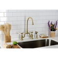 thumbnail image 4 of Kingston Brass KS7797BPLBS Bel-Air Two-Handle 3-Hole Deck Mount Bridge Kitchen Faucet with Brass Side Sprayer in Brushed Brass, 4 of 7
