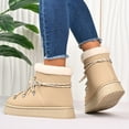 thumbnail image 4 of Rokment Platform Winter Combat Boots for Women Fashion Casual Plush Lined Warm Mid Calf Snow Ankle Booties in Cold Weather Beige Size 6, 4 of 8