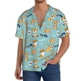 thumbnail image 3 of Haiem Cute Dogs Corgi Men's Casual Shirts Short Sleeve Button Down Shirts Fashion Textured Summer Beach Shirt-3X-Large, 3 of 7