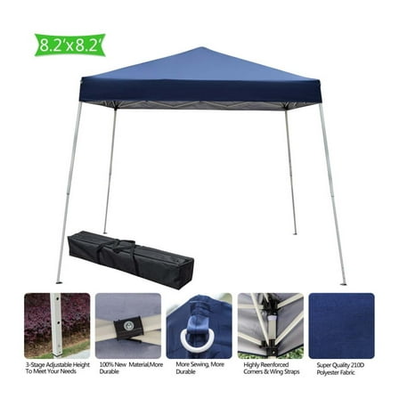 Wqmh 6x6 ft Pop Up Canopy Tent, Outdoor Foldable Portable Canopy for Camping, Patio, Easy Up Gazebo with Carry Bag Slant Legs
