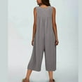 thumbnail image 4 of AherBiu Rompers for Women 2024 Wide Leg Loose Ribbed Knitted Casual Sleeveless Capris Pants Jumpsuits, 4 of 5
