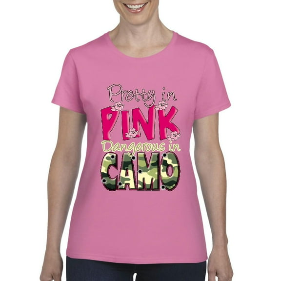 Normal is Boring - Women's T-Shirt Short Sleeve, up to Women Size 3XL - Pretty in Pink Dangerous in Camo