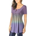 thumbnail image 4 of Pntutb Womens Summer Tunic Tops Short Sleeve Clearance Casual V Neck Hide Belly Tee Blouses, 4 of 6