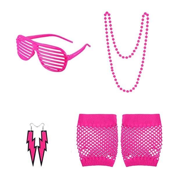 Billuyoard 1 Juego de disfraces individuales de los años 80, luminosa, accesorios de Cosplay, ropa de propósito especial, accesorios de fiesta Kits de decoración para fiestas style2 rosa roja Billuyoard HA060875-06