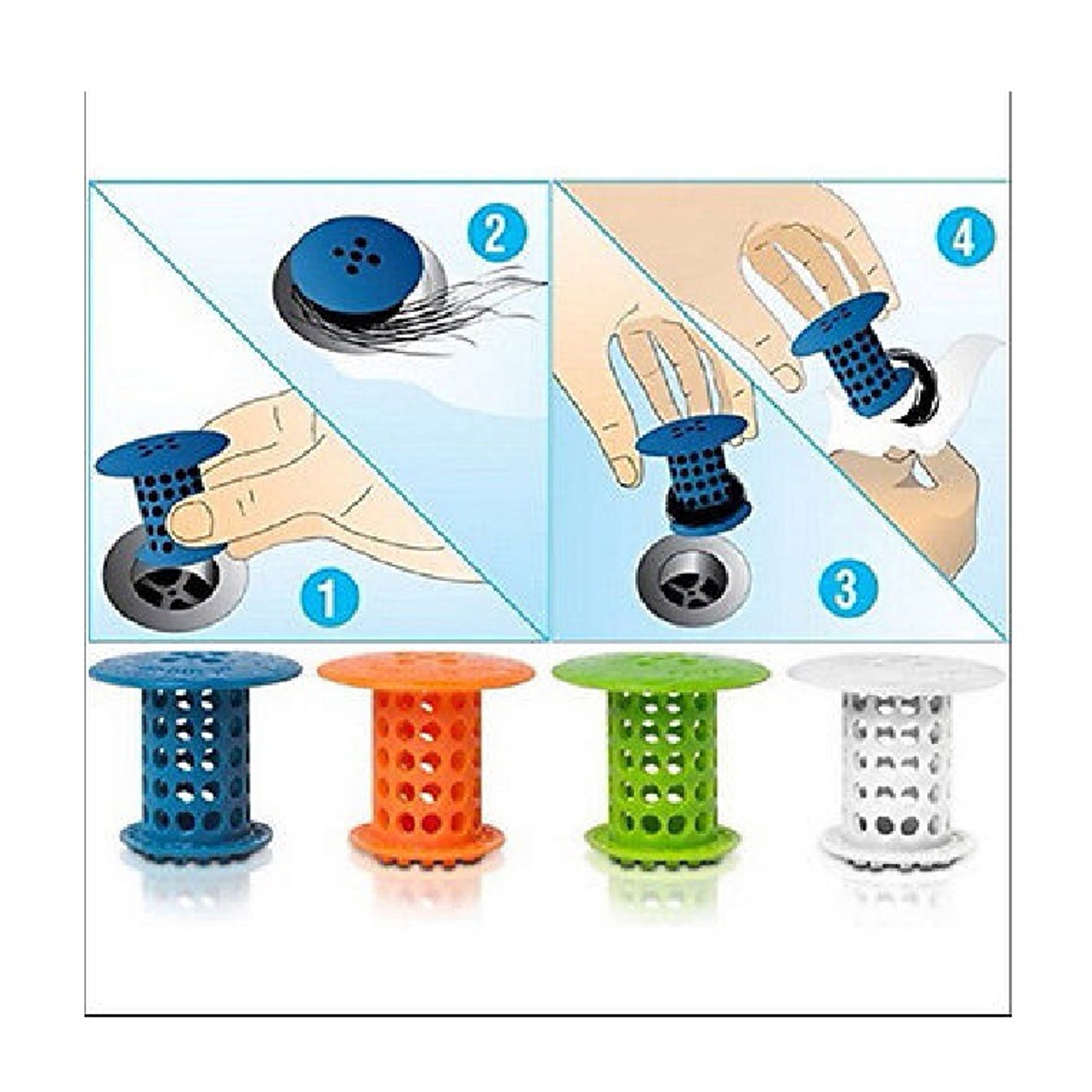 2 Bouchons De Vidange De Douche Attrape Cheveux - Filtre Cheveux Douche Baignoire En Acier Inoxydable, Grille Anti Cheveux Pour Salle De Bain