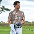thumbnail image 3 of Rateoe Rose Flowers Pattern Men's Short Sleeve Polo Shirts, Golf Polo Shirts Short Sleeve Performance Moisture Wicking Dry-Small, 3 of 6
