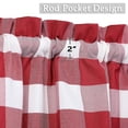 thumbnail image 2 of Buffalo Check Curtains Valance for Kitchen, Farmhouse&nbsp;Plaid Gingham Design Yarn Dyed Rod Pocket Valance Curtains for Windows Kitchen Cafe Curtains, 52" W x 15" L, Red and White, One Panel, 2 of 9